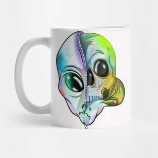 Rainbow Alien Skull Mug